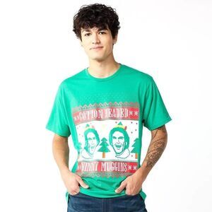 Men's Christmas T-shirt, Movie ELF, Short Sleeve, Holiday Tee - Green, Large